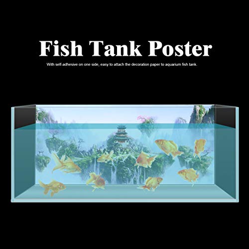 Fish Tank Background Sticker, PVC Castle Pattern Sticker Landscape Image Fish Tank Background Poster Backdrop Decoration Paper (61 * 41cm)