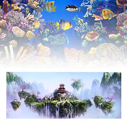 Fish Tank Background Sticker, PVC Castle Pattern Sticker Landscape Image Fish Tank Background Poster Backdrop Decoration Paper (61 * 41cm)