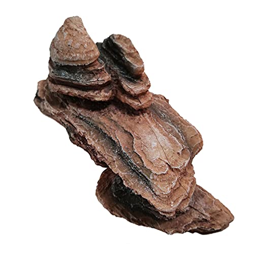 emours Reptile Basking Rock Tortoise Lizard Hiding Cave Platform Aquarium Decor Habitat Hideout (B-01)