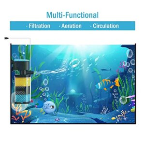 Kulife 3-Stage Aquarium Filter in-Tank Filter Internal Filter Fish Turtle Filter for 10-40 Gallon Fish Tanks with Dual Water Outlet and Aeration