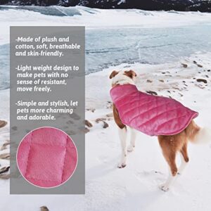 IECOii Dog Jacket for Cold Weather, Plush Pet Cotton-Padded Clothes for Autumn Winter, Pet Clothes with Adjustable Magic Sticker, Ultra Soft Pets Coat Vest for Cats and Small, Medium Dogs, Pink, L