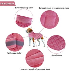 IECOii Dog Jacket for Cold Weather, Plush Pet Cotton-Padded Clothes for Autumn Winter, Pet Clothes with Adjustable Magic Sticker, Ultra Soft Pets Coat Vest for Cats and Small, Medium Dogs, Pink, L