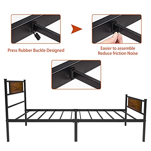 Weehom Twin Bed Frame with Headboard, 12.7 Inch Metal Platform Bed Frames No Box Spring Needed, Black Single Bed Heavy Duty Steel Slat Support,Easy Assembly