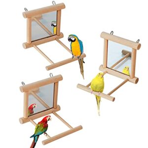 VECELA Parrot Toys, Bird Parrot Toys Set - Parrot Chewing Toys Knots Blocks, Parrot Mirror, Bird Perches - Bird Cage Toys for Budgies, Parakeets, Cockatiels, Conures, Lovebirds, Small or Medium Birds