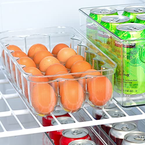 Youngever Plastic Egg Holder, Clear Fridge Organizer with Lid and Handles, 18 Eggs Tray