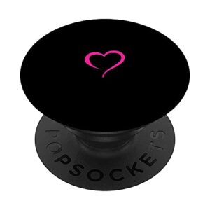 hot pink black minimalist hand drawn heart popsockets swappable popgrip