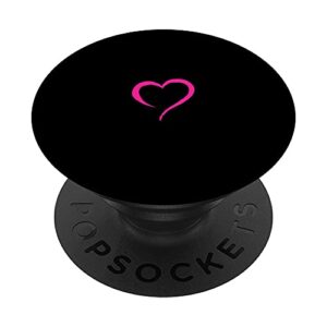 Hot Pink Black Minimalist Hand Drawn Heart PopSockets Swappable PopGrip