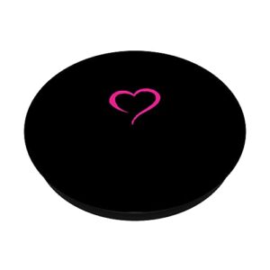 Hot Pink Black Minimalist Hand Drawn Heart PopSockets Swappable PopGrip