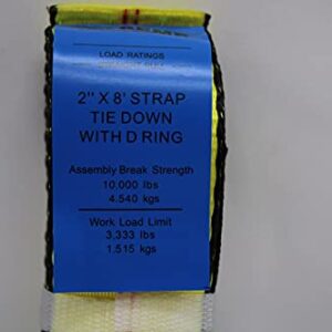 Xtreme (Pack of 10) 2" X 8 Ft Lasso Strap with D Ring Auto Tie Down