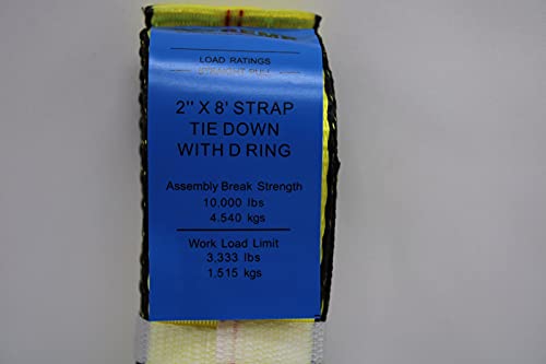 Xtreme (Pack of 10) 2" X 8 Ft Lasso Strap with D Ring Auto Tie Down