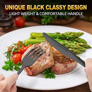 72-Piece Black Silverware Sets for 12 with Steak Knives, CEKEE Stainless Steel Black Flatware Set for 12, Kitchen Utensils Sets for Home Restaurant Hotel, Mirror Polished & Heavy Duty Cutlery Set