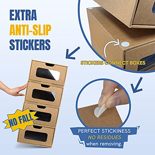 Cardboard Shoe Storage Boxes, 12 pack, Medium(Maximum Size: Men's 10, Women's 12), Stackable Shoe Boxes, Waterproof Cardboard shoe box, Sturdy, Easy to Assemble, Shoe organizer with Transparent Window.