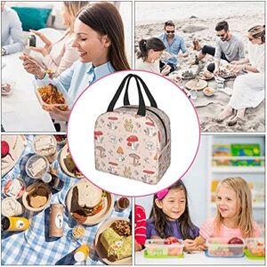 Insulated Lunch Bag Women Girls, Cute Reusable Tote Lunch Box for Kids & Men, Leakproof Cooler Lunch Bags for School Work Office Travel Picnic (Pink Mushroom)