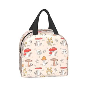 Insulated Lunch Bag Women Girls, Cute Reusable Tote Lunch Box for Kids & Men, Leakproof Cooler Lunch Bags for School Work Office Travel Picnic (Pink Mushroom)