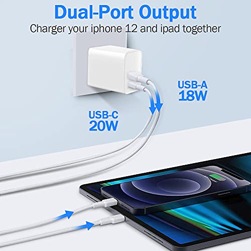 USB C Wall Charger Block,20W Dual Port Cube,Fast Charging Plug Compatible with Apple Watch Series 8 7 6 SE iPhone 14/13/12 Mini/Pro/Pro Max/11/SE/XR/8 ipad