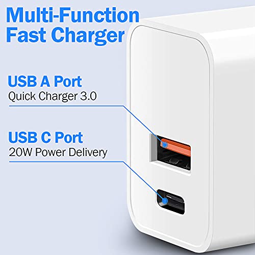 USB C Wall Charger Block,20W Dual Port Cube,Fast Charging Plug Compatible with Apple Watch Series 8 7 6 SE iPhone 14/13/12 Mini/Pro/Pro Max/11/SE/XR/8 ipad