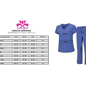 Natural Uniforms Women's Cool Stretch V-Neck Top and Cargo Pant Set (True Navy Blue, X-Large)