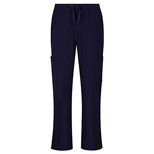 Natural Uniforms Women's Cool Stretch V-Neck Top and Cargo Pant Set (True Navy Blue, X-Large)