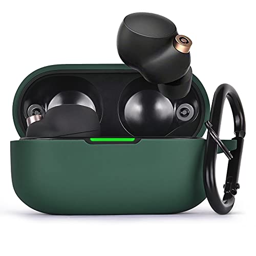 AIRSPO Case Compatible with Sony WF-1000XM4 Silicone Protective Skin Case Cover for Sony Wireless Earbuds (Midnight Green)