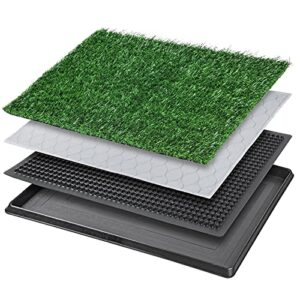 dog grass pet loo indoor/outdoor portable potty, artificial grass patch bathroom mat and washable pee pad for puppy training, full system with trays (pet training tray, 20"x16")