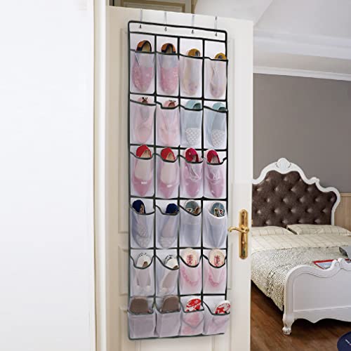 Aosome Over The Door Hanging Pantry Organizer 24 Large Mesh Pockets Door Storage Bag for Shoe Toys and Sundries White