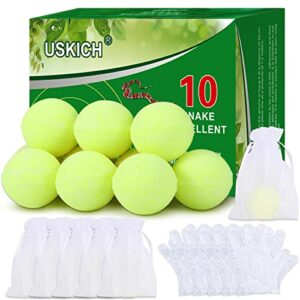 uskich 10 pack snake away repellent, snake repellent balls for repelling outdoors indoor snakes rats and other pests, for yard lawn garden camping fishing, natural plant formula pest insect control…