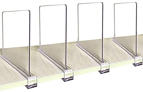 NEXT LEVEL ITEM Acrylic Shelf Dividers, Shelf dividers for Closets with Wooden Shelves, Shelf dividers, Clear Shelf Divider, Shelf dividers for Closet Organization, Closet Shelf Divider– Pack of 4