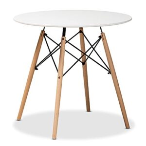 Baxton Studio Varen Dining Tables, White/Oak Brown/Black