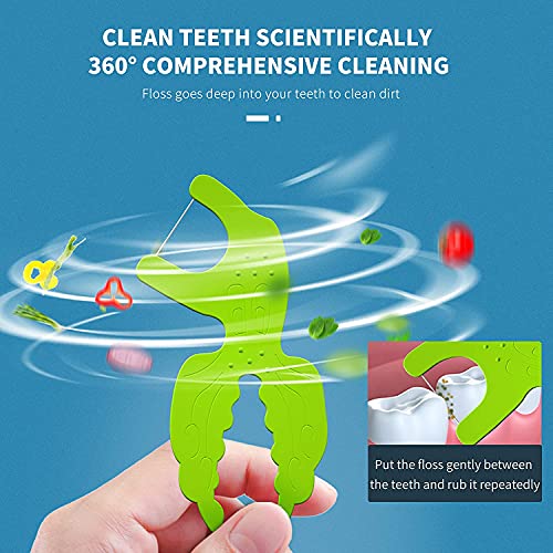 Kingubznis Funny Dental Floss Pick for Kids & Toddler - Unflavored Teeth Flossers with Portable Travel Bag, Non-Slip Ocean Animals Shaped, Soft Interdental Flossing Sticks Holiday Gift (288 Count)