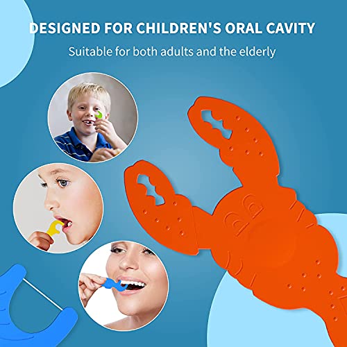 Kingubznis Funny Dental Floss Pick for Kids & Toddler - Unflavored Teeth Flossers with Portable Travel Bag, Non-Slip Ocean Animals Shaped, Soft Interdental Flossing Sticks Holiday Gift (288 Count)