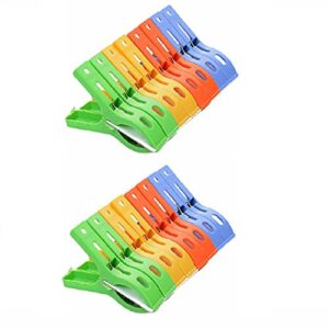 8 pack beach towel clips for beach chairs,fashion large laundry pegs clothes pegs 8pcs large size windproof plastic towel clips for sunbeds sun loungers pool chairs laundry (2pcs)