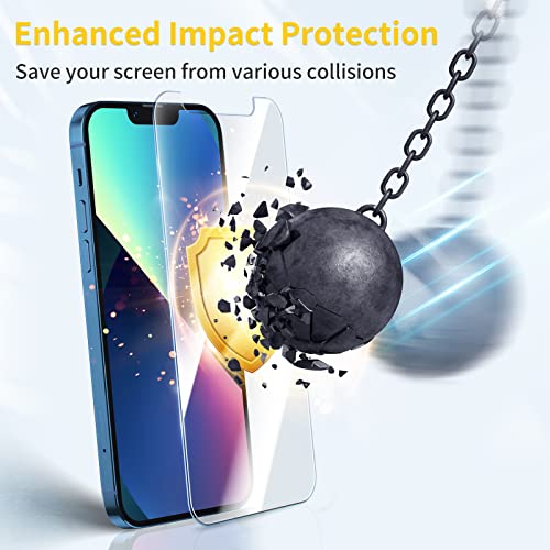 UNBREAKcable Shatterproof Tempered Glass Screen Protector for iPhone 13 Mini [3-Pack] [99.99% HD Clear] [Easy Installation Frame] [9H Hardness] [Full Coverage] [Bubble Free] for Apple 5.4''