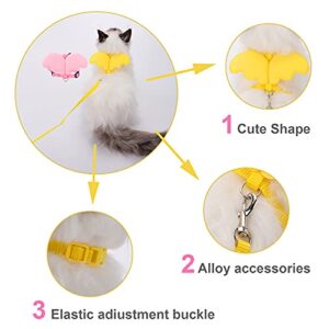 Molain 2Pcs Rabbit Harness and Leash, Adjustable Bunny Harness, Kitten Vest Harness and Leash Set, Cute Wings Pet Harness Leash Set for Bunny Puppy Kitten Ferret and Other Small Animals (Yellow+Pink)