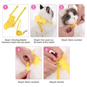 Molain 2Pcs Rabbit Harness and Leash, Adjustable Bunny Harness, Kitten Vest Harness and Leash Set, Cute Wings Pet Harness Leash Set for Bunny Puppy Kitten Ferret and Other Small Animals (Yellow+Pink)