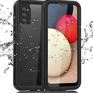 Samsung Galaxy A02S Waterproof Case with Built-in Screen Protector Dustproof Shockproof Drop Proof Heavy Duty Phone Case, Rugged Full Body Underwater Protective Cover for Samsung Galaxy A02S - Black