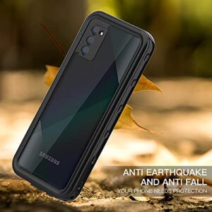 Samsung Galaxy A02S Waterproof Case with Built-in Screen Protector Dustproof Shockproof Drop Proof Heavy Duty Phone Case, Rugged Full Body Underwater Protective Cover for Samsung Galaxy A02S - Black