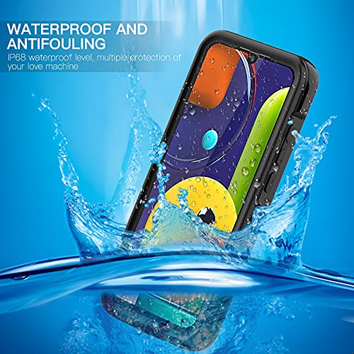 Samsung Galaxy A02S Waterproof Case with Built-in Screen Protector Dustproof Shockproof Drop Proof Heavy Duty Phone Case, Rugged Full Body Underwater Protective Cover for Samsung Galaxy A02S - Black