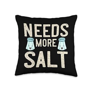 salt shaker needs more salt salty throw pillow, 16x16, multicolor