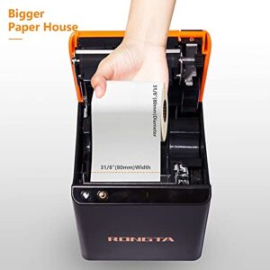 Rongta Thermal Receipt Printer, Pos Printer, 80mm Restaurant Kitchen Printer with Auto Cutter,Sound Alarm,Support Cash Drawer ESC/POS,USB+Ethernet Interface for Windows/Mac/Linux(ACE H1)