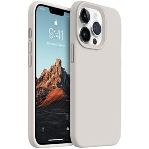 aotesier iphone 13 pro phone case,[military shockproof protection] liquid silicone case with [soft anti-scratch microfiber lining] camera & screen protection 6.1 inch slim thin cover（stone）