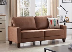 moderion loveseat sofa, 70” l couch with solid wood frame, living room couches with technology fabric, easy assembly 2-seat sofa for bedroom,office,small space yellowish brown tsf21202lt