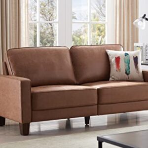 MODERION Loveseat Sofa, 70” L Couch with Solid Wood Frame, Living Room Couches with Technology Fabric, Easy Assembly 2-seat Sofa for Bedroom,Office,Small Space Yellowish Brown TSF21202LT