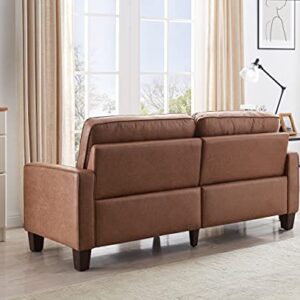 MODERION Loveseat Sofa, 70” L Couch with Solid Wood Frame, Living Room Couches with Technology Fabric, Easy Assembly 2-seat Sofa for Bedroom,Office,Small Space Yellowish Brown TSF21202LT