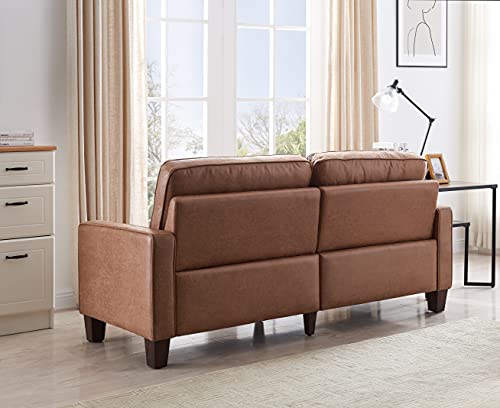 MODERION Loveseat Sofa, 70” L Couch with Solid Wood Frame, Living Room Couches with Technology Fabric, Easy Assembly 2-seat Sofa for Bedroom,Office,Small Space Yellowish Brown TSF21202LT
