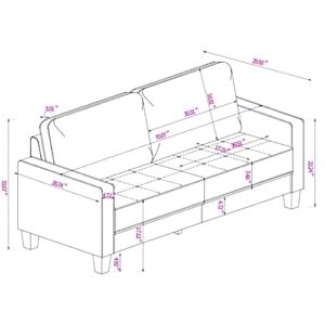 MODERION Loveseat Sofa, 70” L Couch with Solid Wood Frame, Living Room Couches with Technology Fabric, Easy Assembly 2-seat Sofa for Bedroom,Office,Small Space Yellowish Brown TSF21202LT