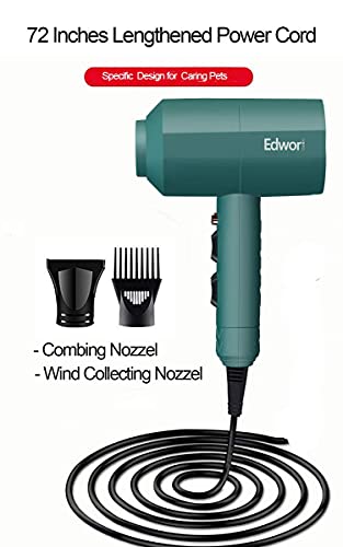 IONE Dog Cat Hair Dryer,Professinal Double Force Grooming Blower Dryer for Medium/Small Pets,IEC & UL Certificated (Deep Green)