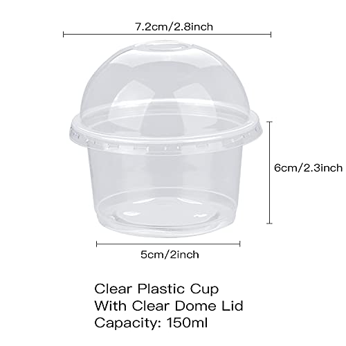 Dessert Cups Clear Plastic Cups,50 Pack Dessert Cups Clear Plastic Cups with Dome Lids,Party Cups Fruit Cups Snack Bowls for Iced Cold Drinks Ice Cream Cupcake Parfait (5 OZ)