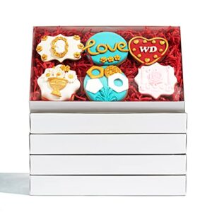 romanticbaking 50 pack small cookies boxes with window 9 1/2" x 6" x 1 1/4" pastry bakery boxes for macaron,cakesicle,ricek rispy treats, browine