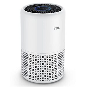 tcl breeva a1c air purifier for home, bedroom, up to 438 ft², auto mode, 3-stage filtration, h13 true hepa filter, smoke & odor blocker, pre-filter (a1c14w)