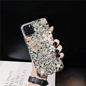 iPhone 12 /iPhone 12 Pro Bling Glitter Case,Luxury Bling Diamond Rhinestone Gemstone 3D Perfume Bottle and Flower Gemstone Soft TPU Back Cover Case for Women Girls with iPhone 12 /iPhone 12 Pro 6.1"